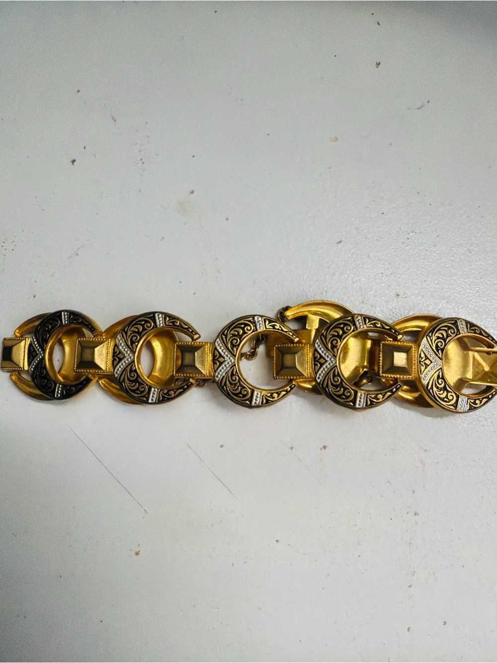 Vintage Damascene Style Link Bracelet